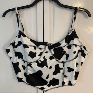 Disco Cowgirl plus size cow print crop top